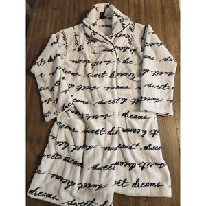 Victoria's Secret Sweet Dreams Fleece Pink/Black/White Striped Robe Size‎ XS/S
